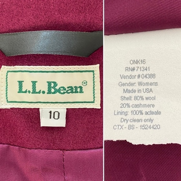 L.L. Bean Purple Wool Cashmere Blend Blazer Jacket Size 10 - Picture 9 of 9